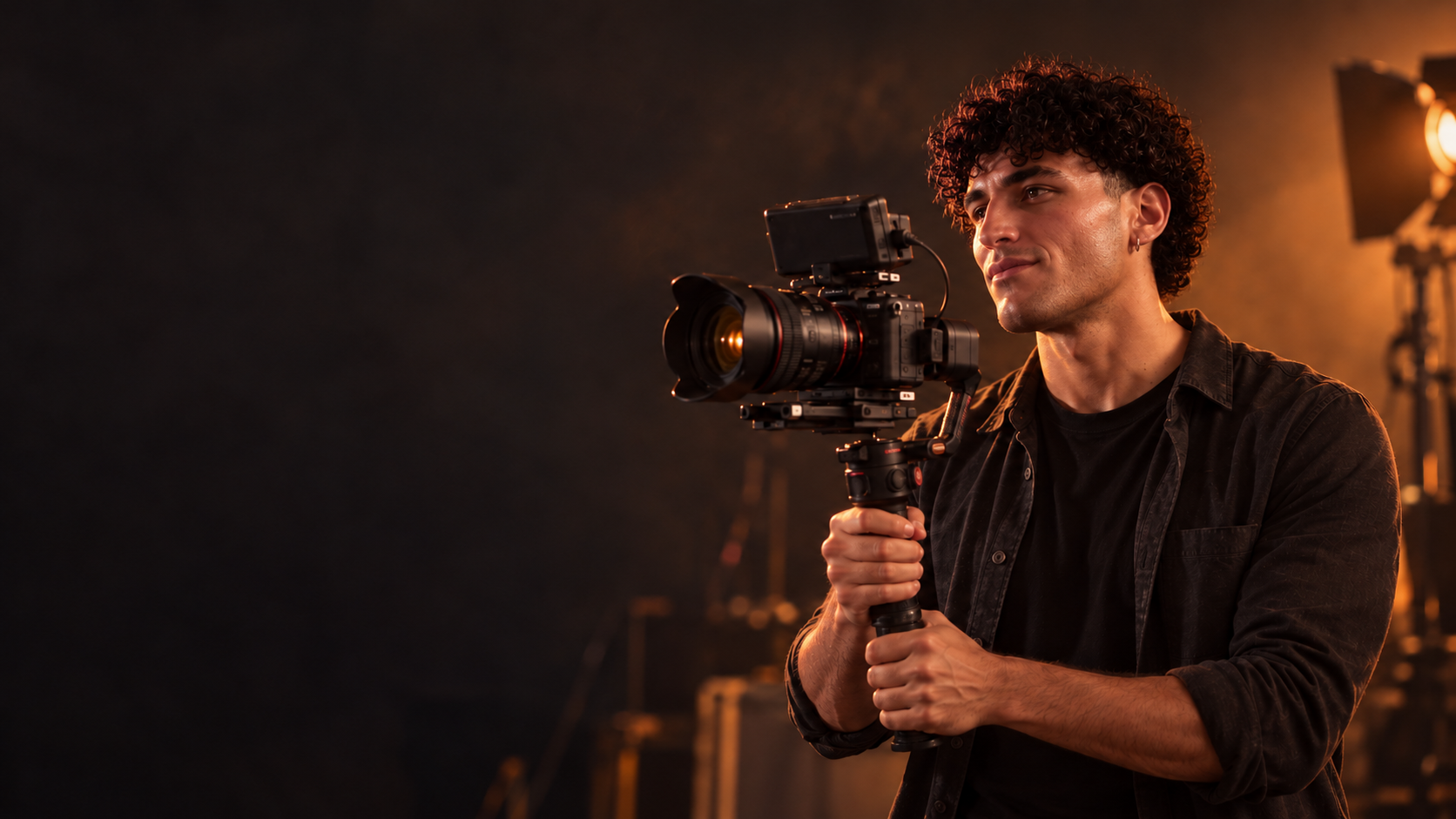 AI-created Bello brand concept: Dale filming with a camera rig